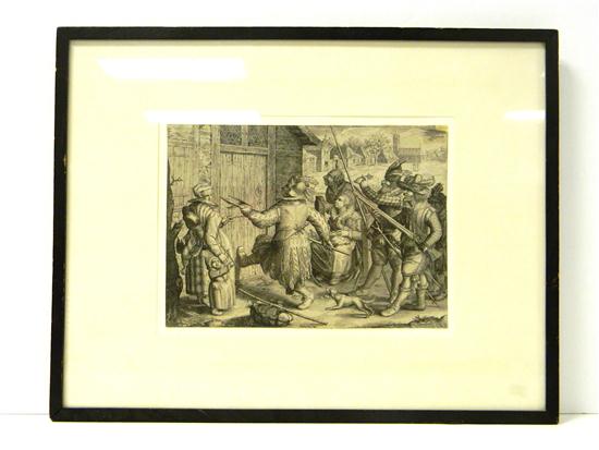 Appraisal: David Vinkboons Flemish - etching depicting a group of soldiers