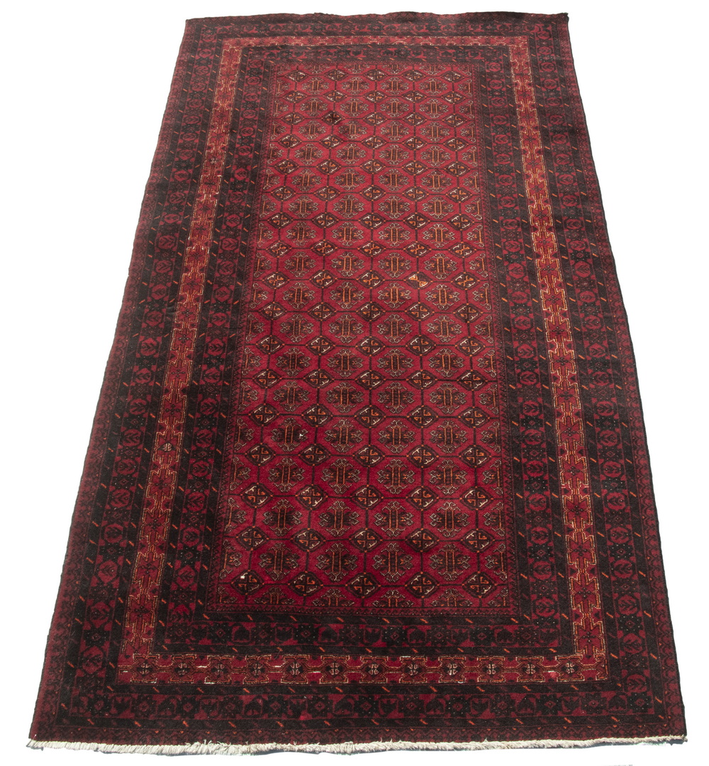 Appraisal: AFGHAN TURKOMAN CARPET ' X ' Afghanistan mid- th Century