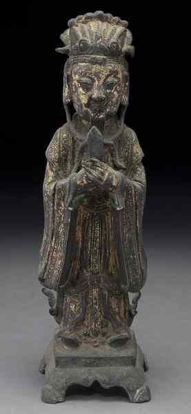 Appraisal: Chinese Ming bronze immortalholding a tablet ''H Circa - th