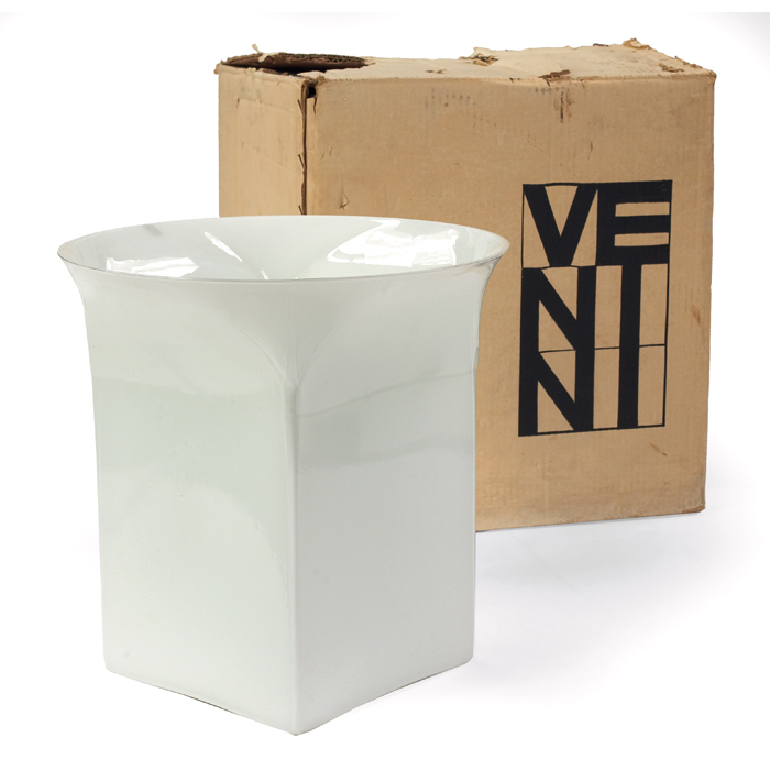 Appraisal: Sergio Asti vase for Venini white glass form with square