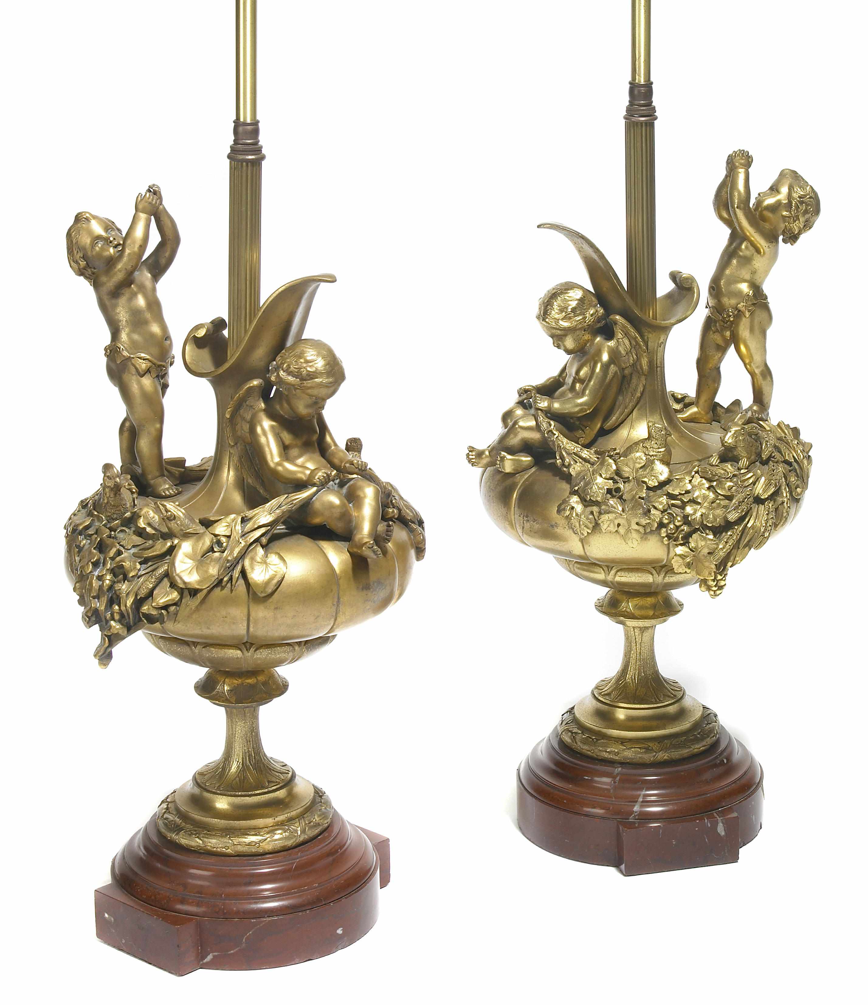 Appraisal: A pair of Louis XVI style gilt bronze and marble