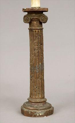 Appraisal: Patinated Plaster Ionic Column-Form Table Lamp in overall