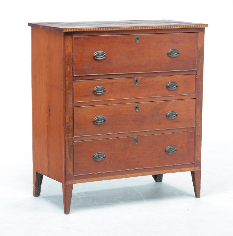 Appraisal: AMERICAN LATE HEPPLEWHITE CHEST First quarter th century cherry with