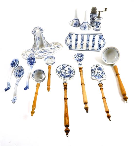 Appraisal: th C Meissen Blue Onion type unmarked blue and white