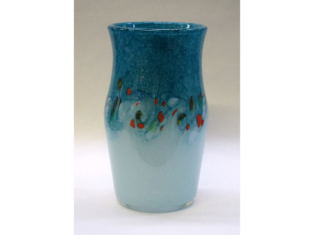 Appraisal: Strathearn green and multicoloured glass vase