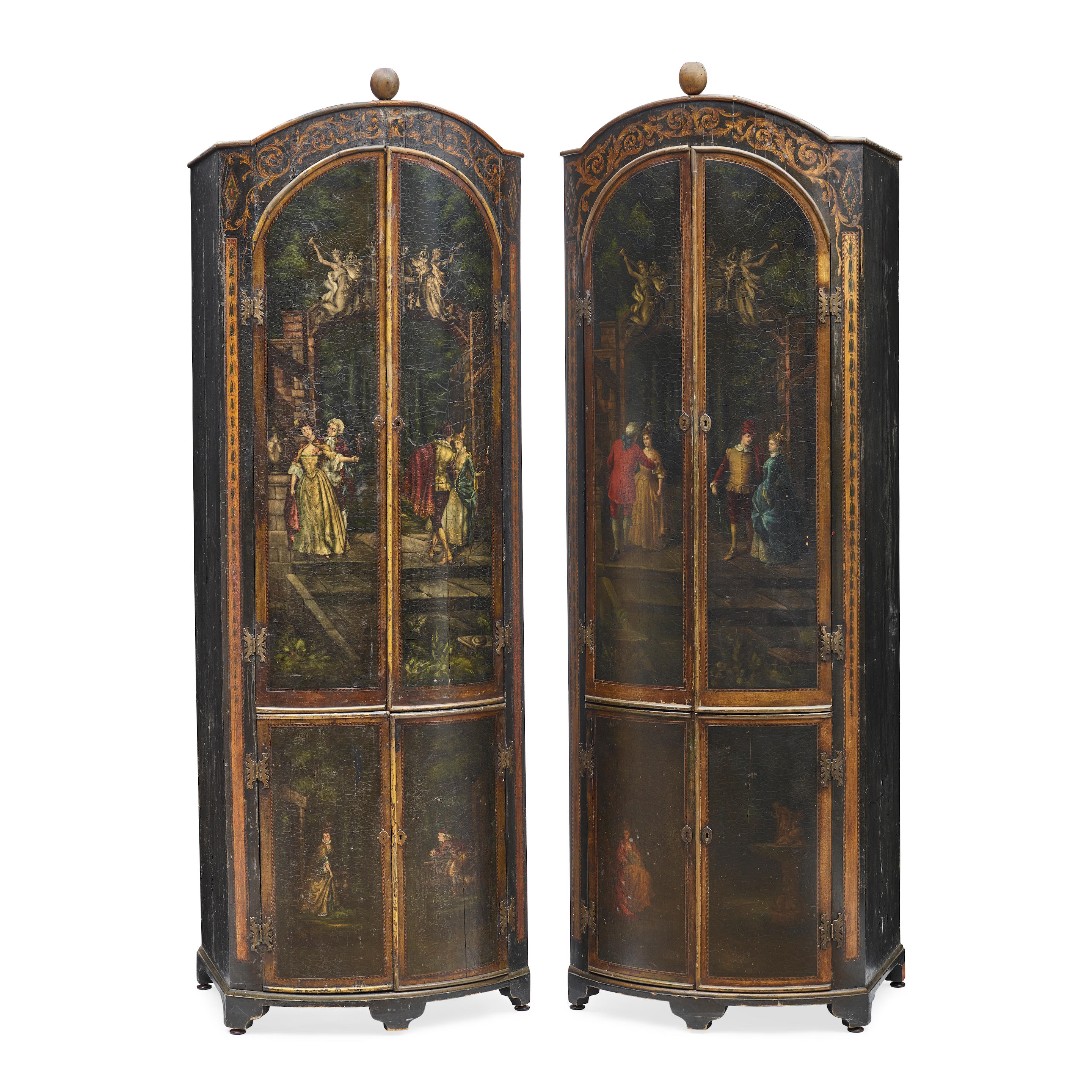 Appraisal: A PAIR OF CONTINENTAL GILT AND POLYCHROMED LACQUER CABINETS height