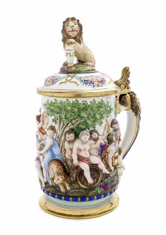 Appraisal: A Capodimonte Porcelain Stein having a lion form finial and