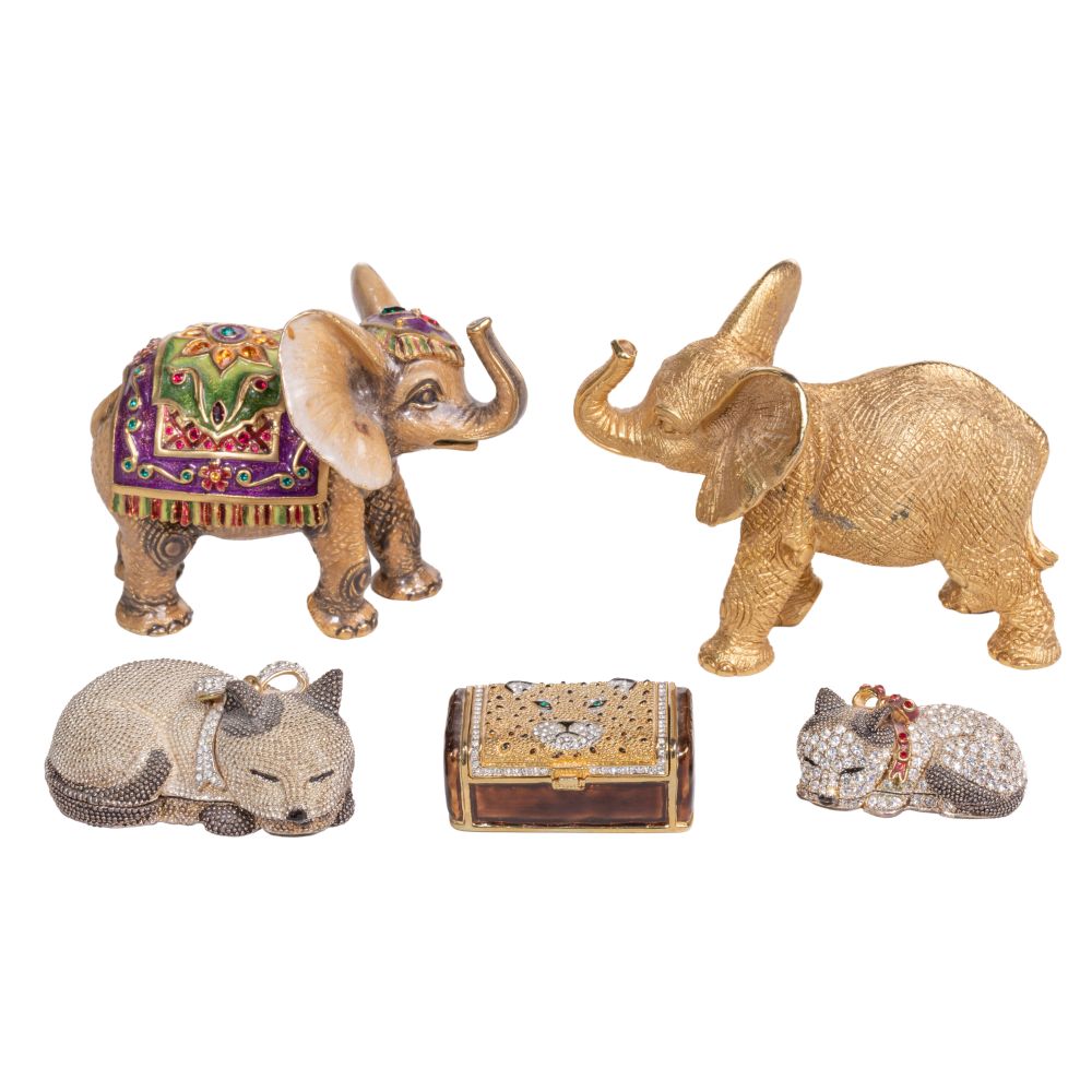 Appraisal: JAY STRONGWATER ELEPHANT FIGURINES items both marked together with rhinestone