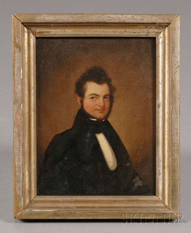 Appraisal: American School th Century Portrait of a Brown-Haired Gentlemen Unsigned