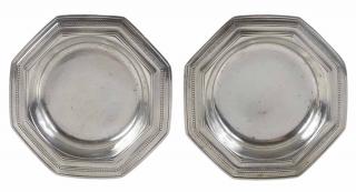 Appraisal: Pair Tiffany Sterling Dishe American - octagonal shape with bead