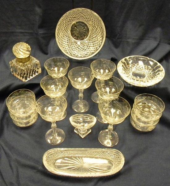 Appraisal: Assortment of miscellaneous glass seven goblets flower and bow motif