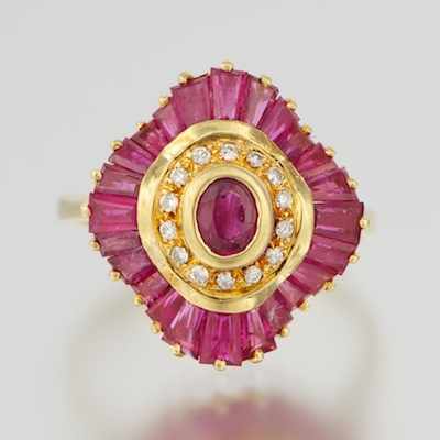 Appraisal: A Ladies' Ruby and Diamond Ballerina Ring k yellow gold