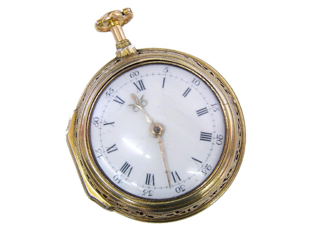 Appraisal: Gold plated half hunter English lever pocket watch the dial