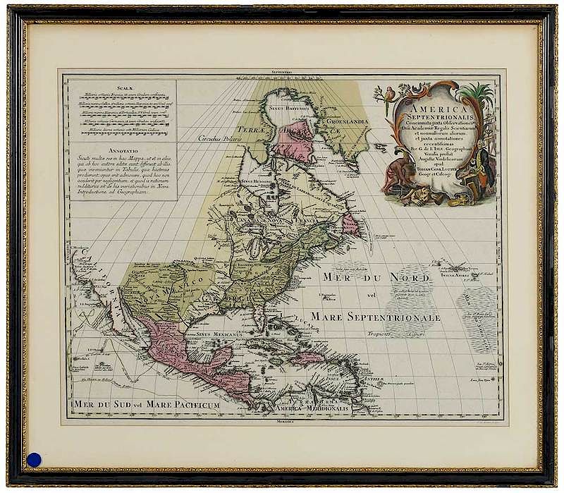 Appraisal: th Century Map of North America America Septentrionalis etching with