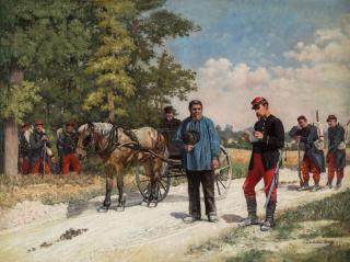 Appraisal: ACHILLE JEAN THEODORE BRAIL FRENCH - At the Crossroad oil