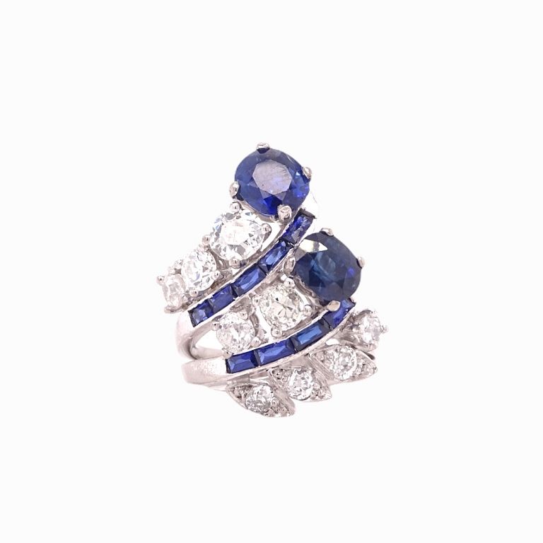 Appraisal: Art Deco Sapphire And Diamond Ring Art Deco Sapphire And