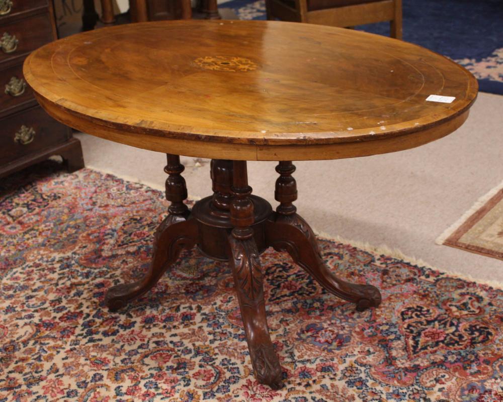 Appraisal: VICTORIAN OVAL TILT-TOP LOO TABLE English th century H x