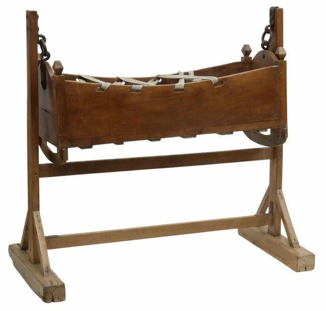 Appraisal: French fruitwood child's cradle late th c with shaped wood