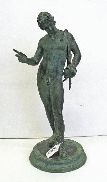 Appraisal: A Neapolitan patinated bronze figure of Narcissus Errico amp Figlio