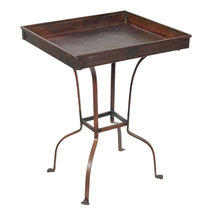 Appraisal: Dirk Van Erp tray table inhammered copper square top on