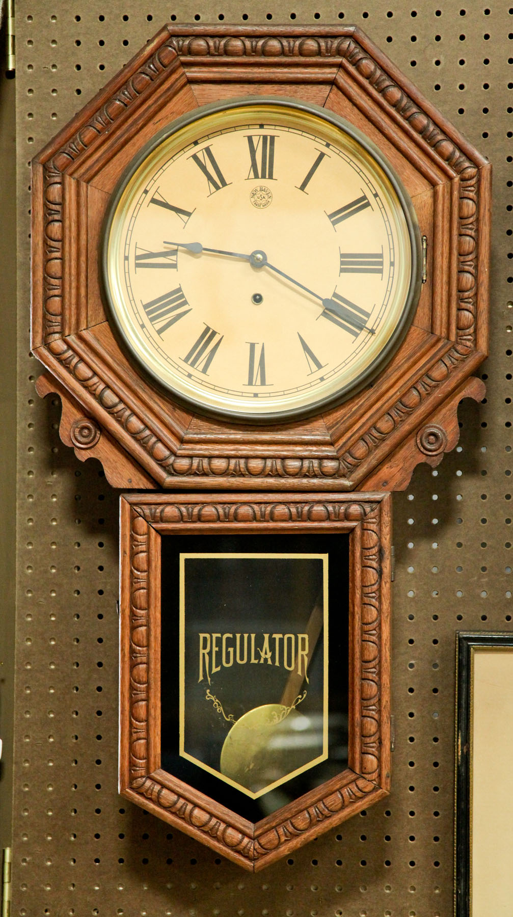 Appraisal: NEW HAVEN REGULATOR WALL CLOCK Connecticut late th century Eight