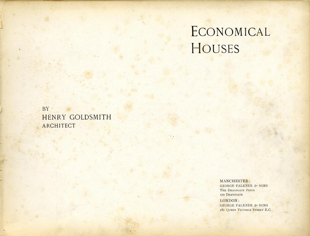 Appraisal: LANCASHIRE AND SURROUNDING AREA GOLDSMITH HENRY ARCHITECT - ECONOMICAL HOUSES