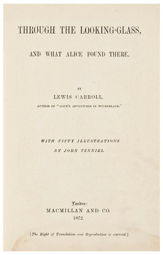 Appraisal: CARROLL Lewis - Through the Looking-Glass London Macmillan vo x