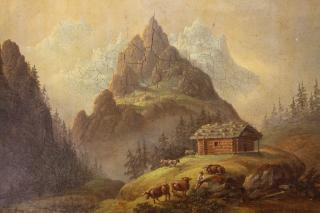 Appraisal: th C European Alpine Landscape Painting th C European Alpine