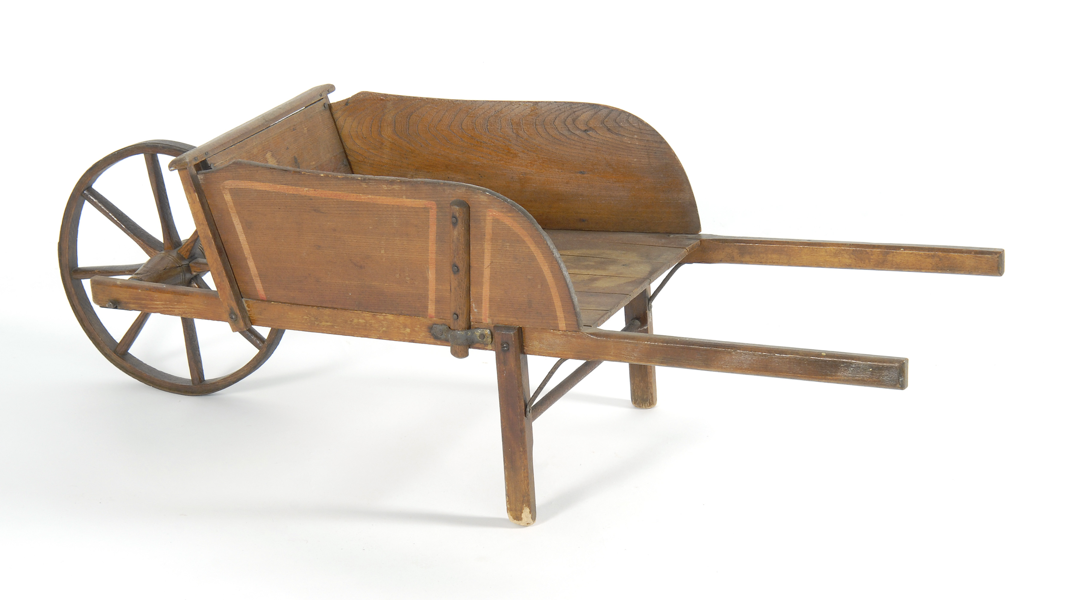 Appraisal: CHILD'S WHEELBARROW Early th CenturyIn pine and oak with red-painted