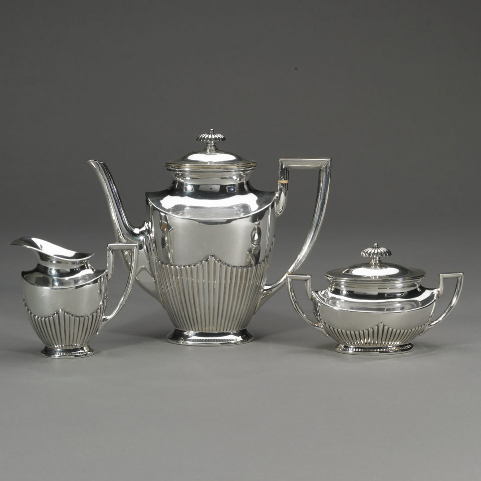 Appraisal: German Silver Coffee Service th century comprising three pieces height