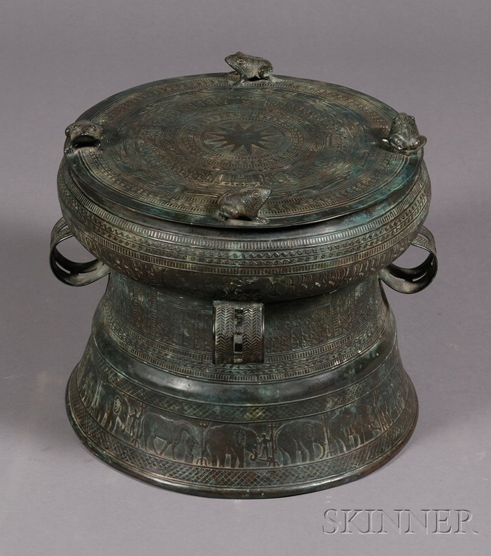 Appraisal: Bronze Drum Southeast Asia th century Dong Son style cast