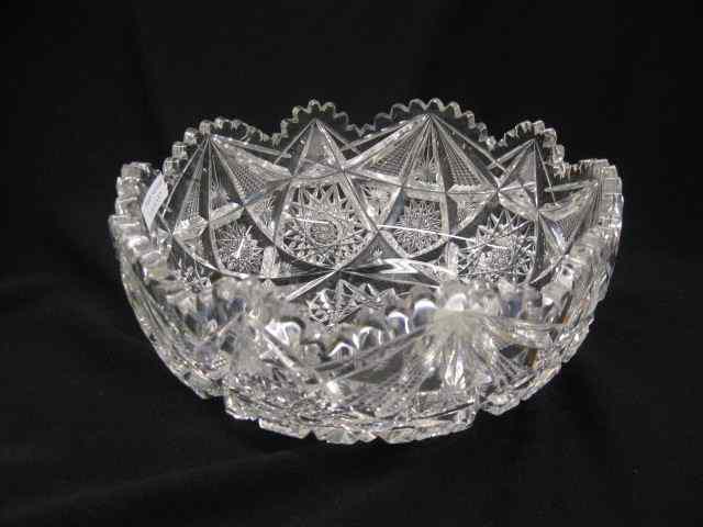 Appraisal: Libbey Cut Glass Bowl fancy overall cutwork with stars starbursts