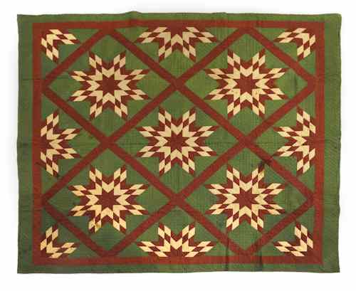 Appraisal: Pennsylvania pieced star in diamond quilt late th c x