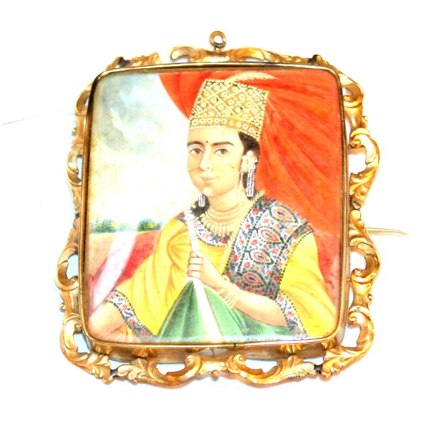 Appraisal: AN INDIAN AND MINIATURE PORTRAIT of a prince with hookah