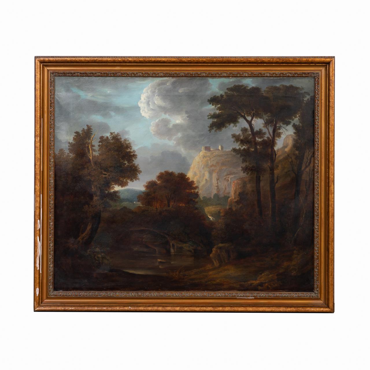 Appraisal: TH C BRITISH SCHOOL CAPRICCIO SCENE OIL British School th