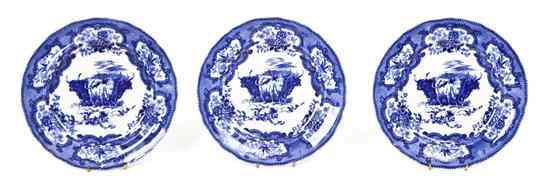 Appraisal: A Set of Six English Flow Blue Porcelain Dinner Plates