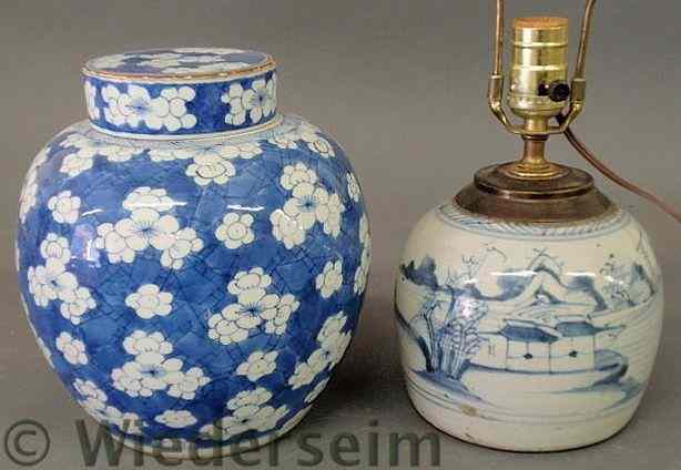 Appraisal: Two Chinese porcelain ginger jars one converted to an electric