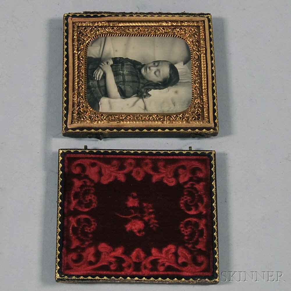 Appraisal: Sixth-plate Daguerreotype Portrait of a Deceased Child half-length portrait mounted