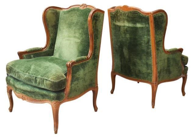 Appraisal: lot of Louis XV style wingback armchairs mid th c