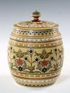 Appraisal: TOBACCO JAR - Circa Mettlach covered tobacco jar incised decorated