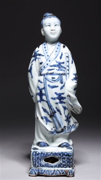 Appraisal: Chinese Blue and white standing figure of an immortal holding