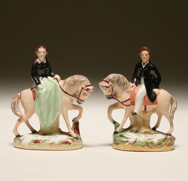 Appraisal: English ceramics mounted prince and princess figures th C attire