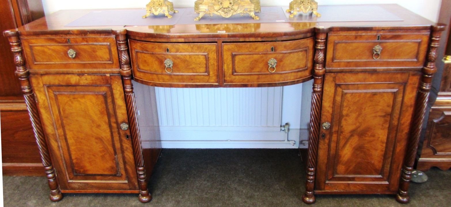 Appraisal: A Regency mahogany pedestal sideboard with an arrangement of four