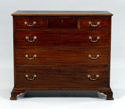 Appraisal: Chippendale mahogany six-drawer chest figured mahogany dovetailed drawers with mahogany