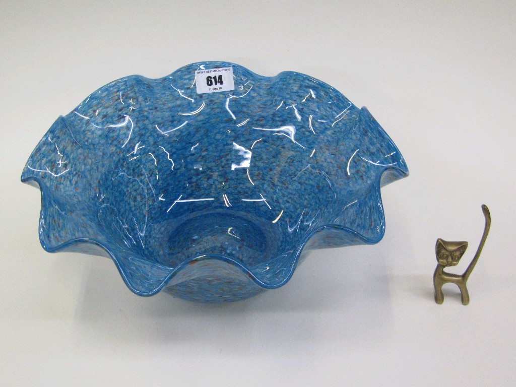 Appraisal: Strathearn mottled coloured glass bowl and a Haganeur style figure