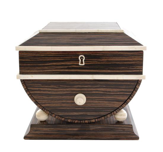 Appraisal: Theodore Alexander exotic wood and bone box H W D