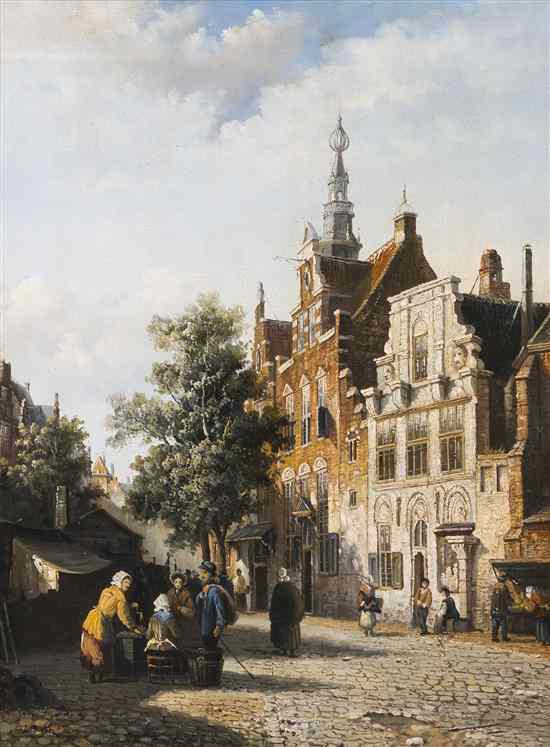 Appraisal: L Roth th century View of Amsterdam oil on board