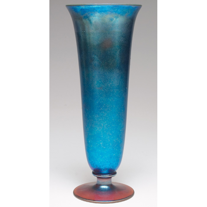 Appraisal: Durand vase flaring and footed shape in blue iridescent glass