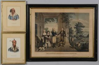 Appraisal: Lafayette and Native American Prints st item Colored engraving published