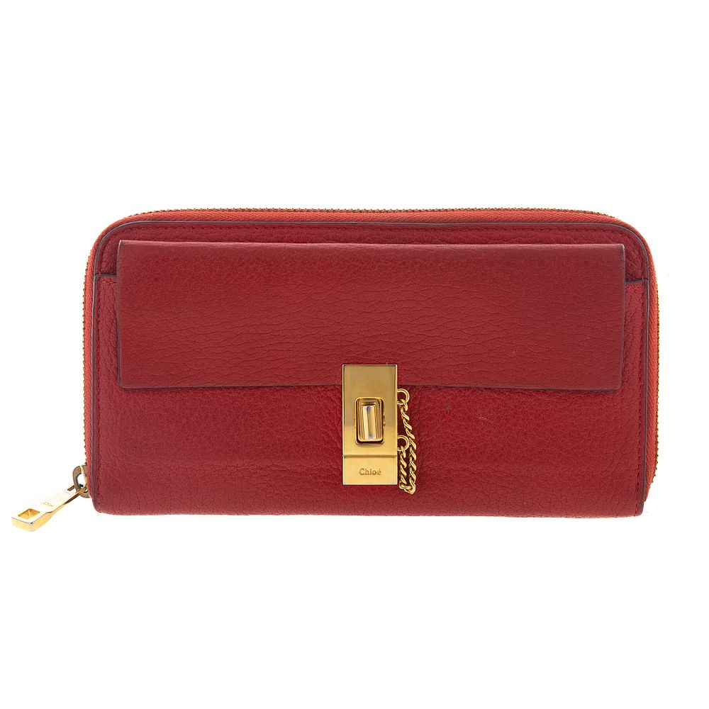 Appraisal: A Chloe Drew Long-Zipped Wallet A red calf leather Chloe